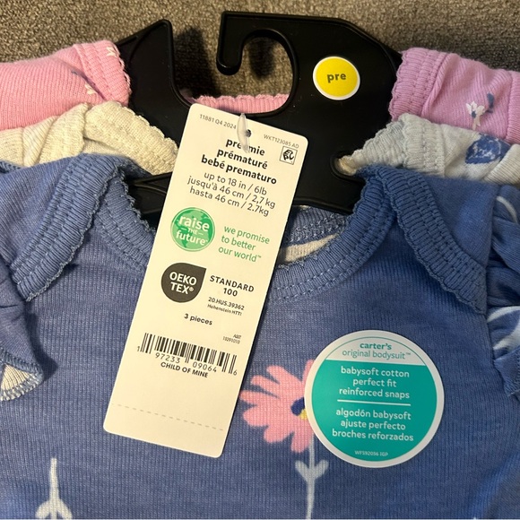 Adorable 3 piece onesie set- premise- nwt- blue/gray/pink - Picture 2 of 4